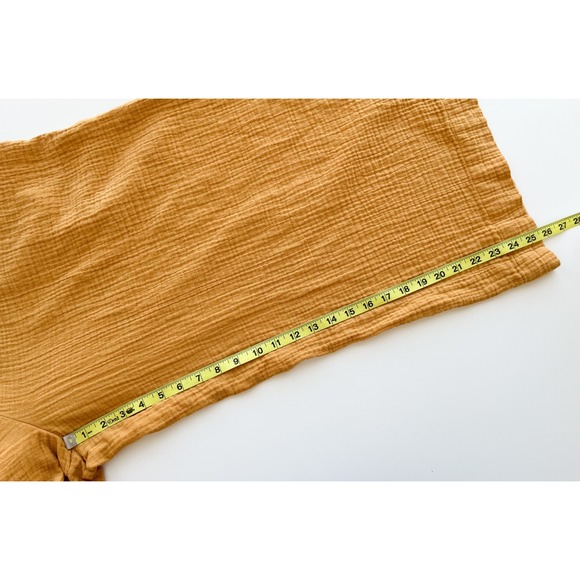 by Anthropologie Cotton Gauze Wide Leg Pull On Smocked Waist Pants Yellow LP - Picture 10 of 12